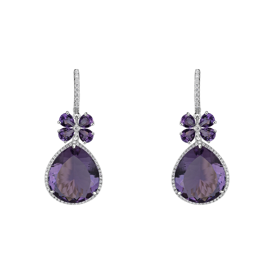 Diamond earrings with Amethyst Freida