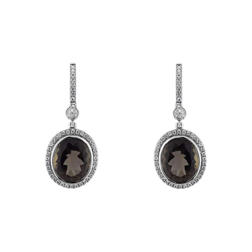 Diamond earrings with Quartz Penny