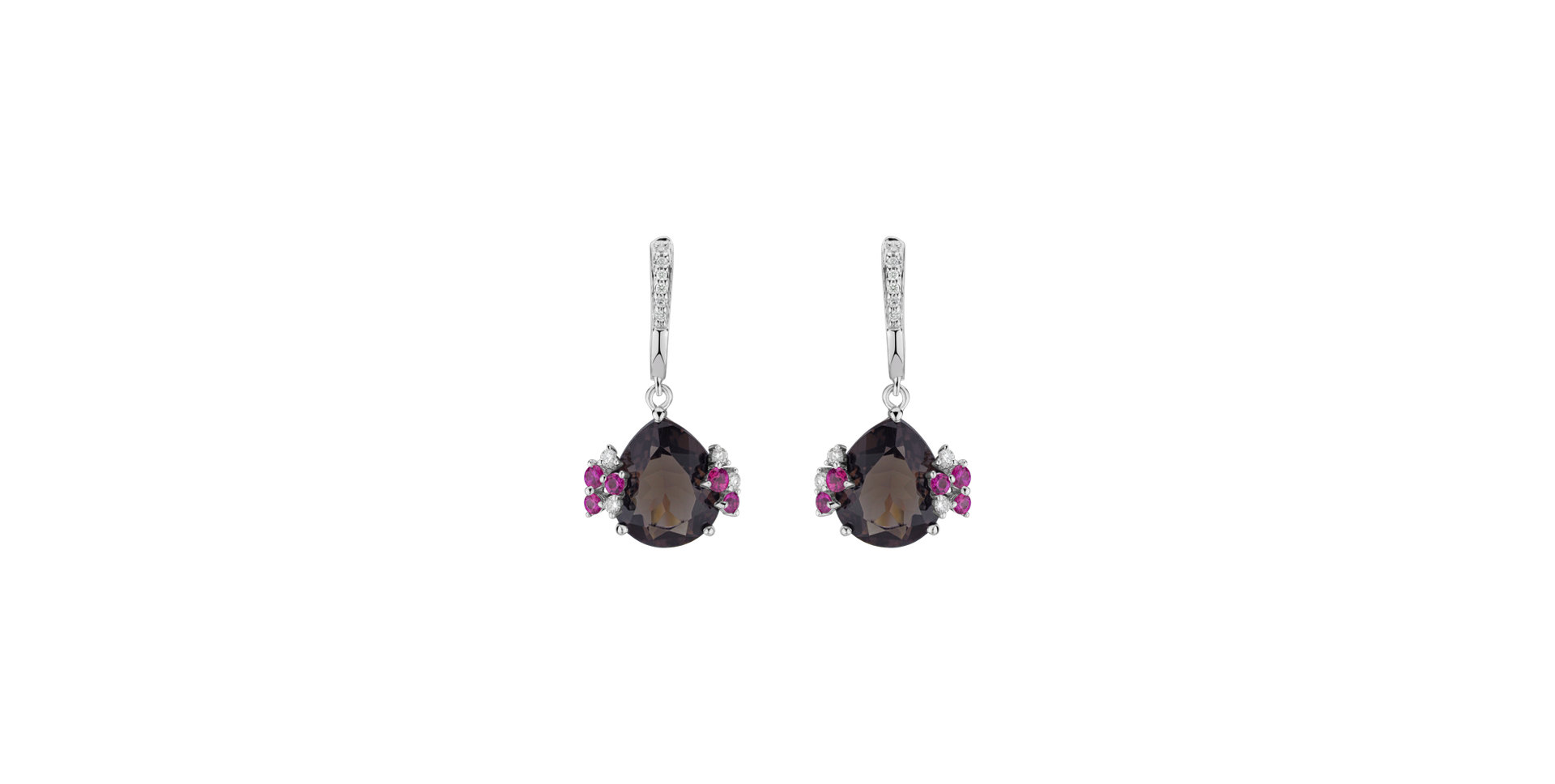 Diamond earrings with Quartz and Sapphire Aurore