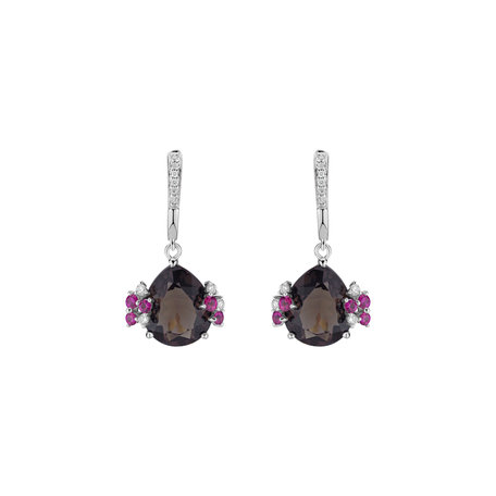 Diamond earrings with Quartz and Sapphire Aurore