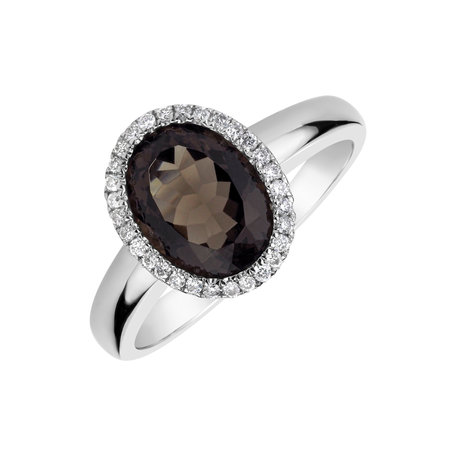 Diamond ring with Quartz Midnight Princess