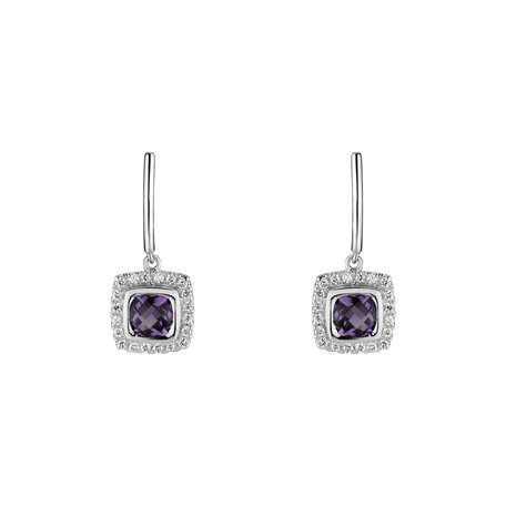 Diamond earrings with Amethyst Morcant