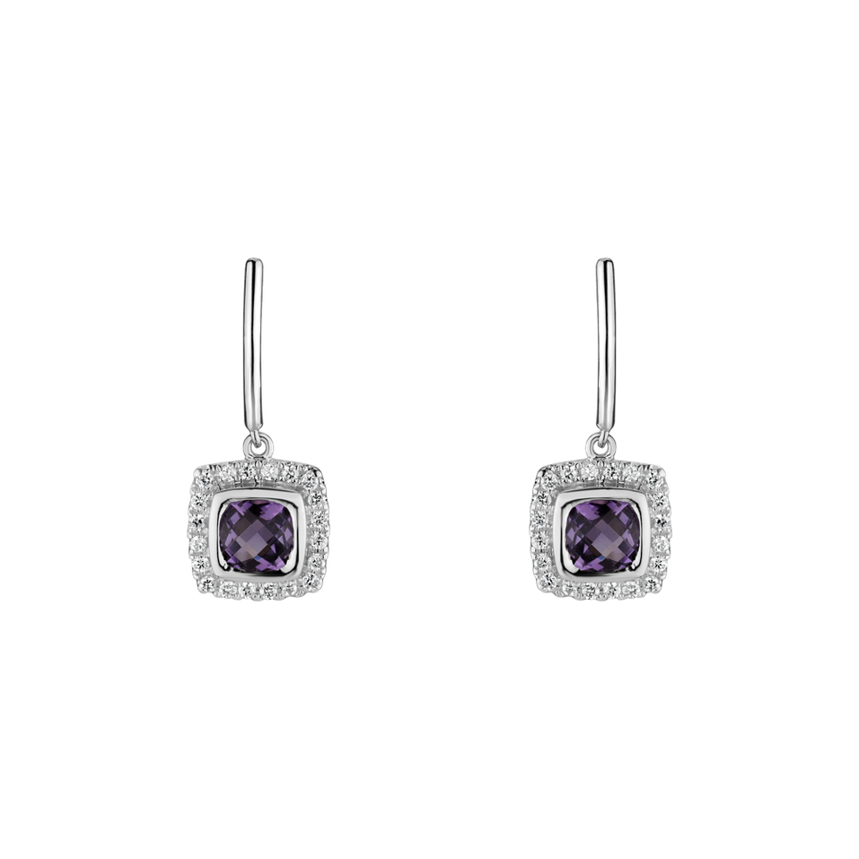 Diamond earrings with Amethyst Morcant