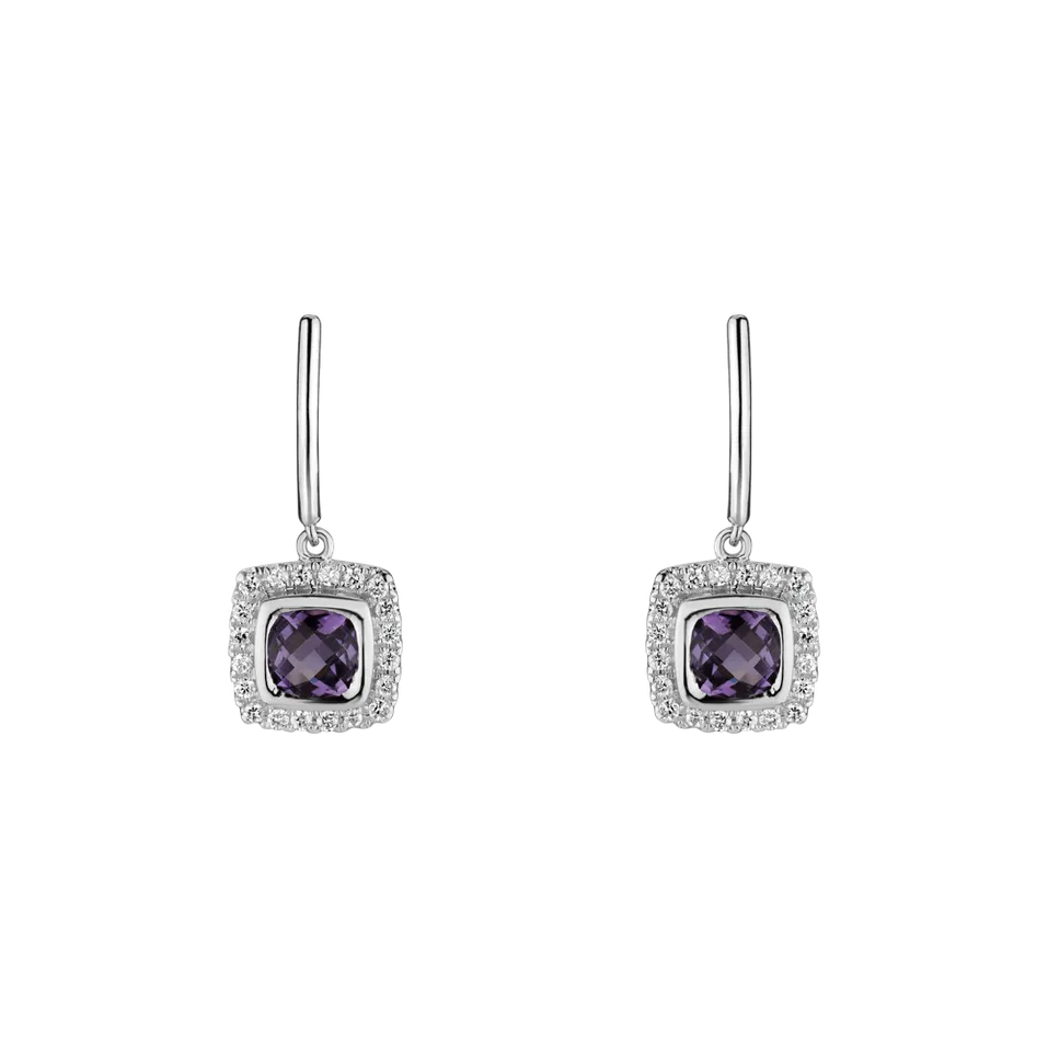 Diamond earrings with Amethyst Morcant