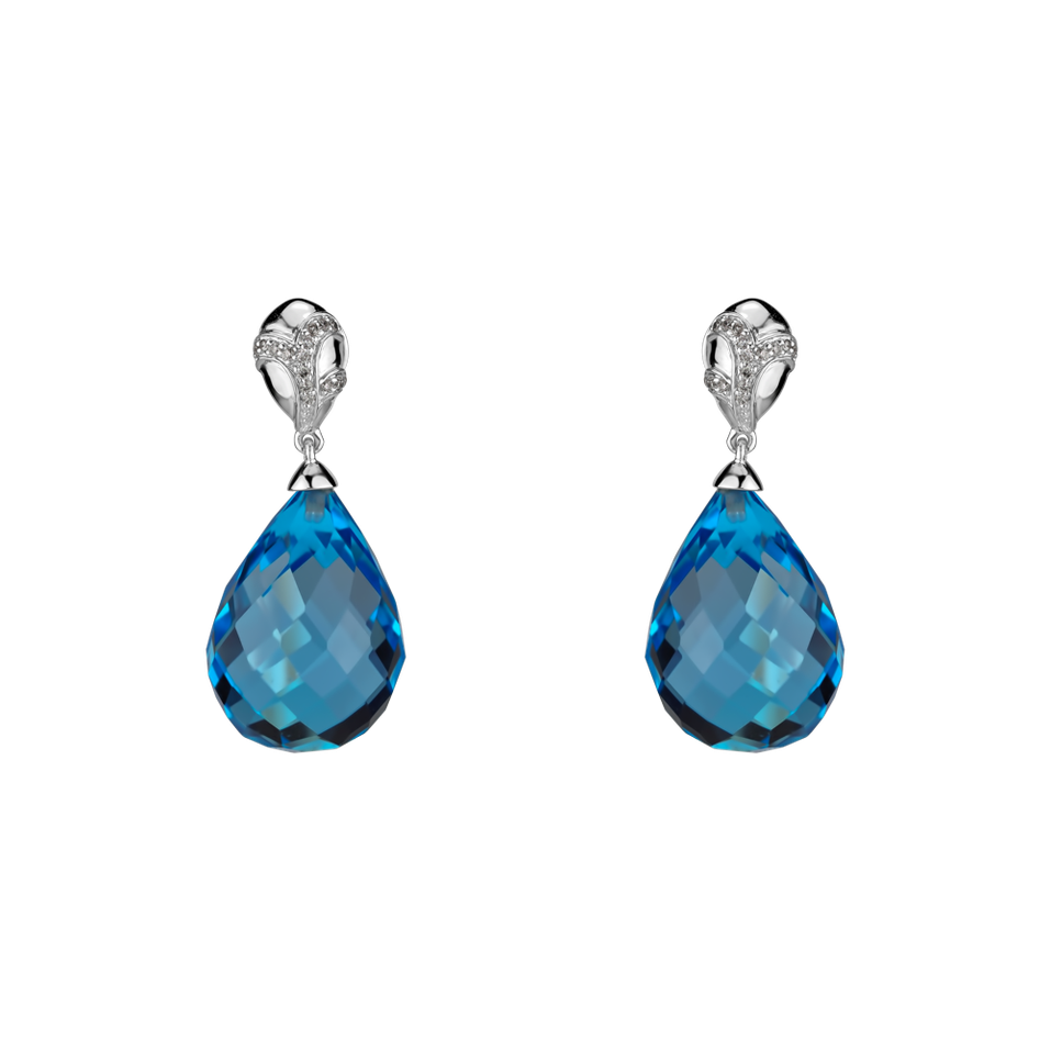 Diamond earrings with Topaz Hanlerore