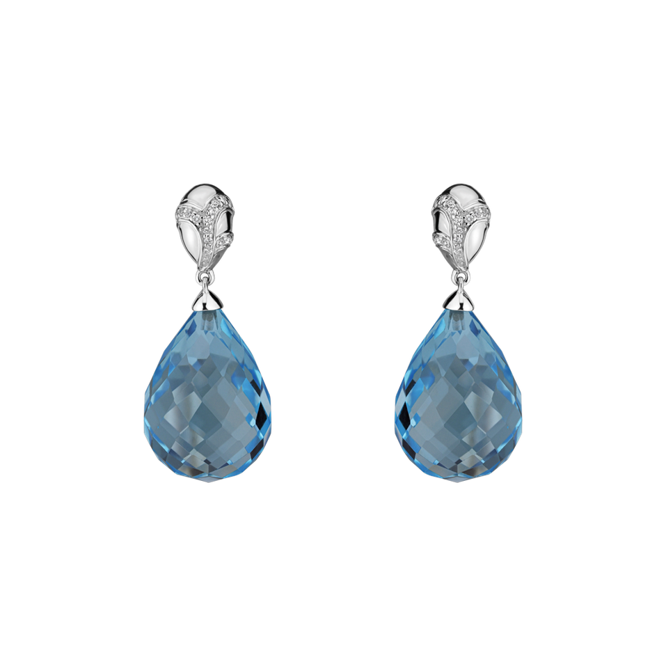 Diamond earrings with Topaz Hanlerore