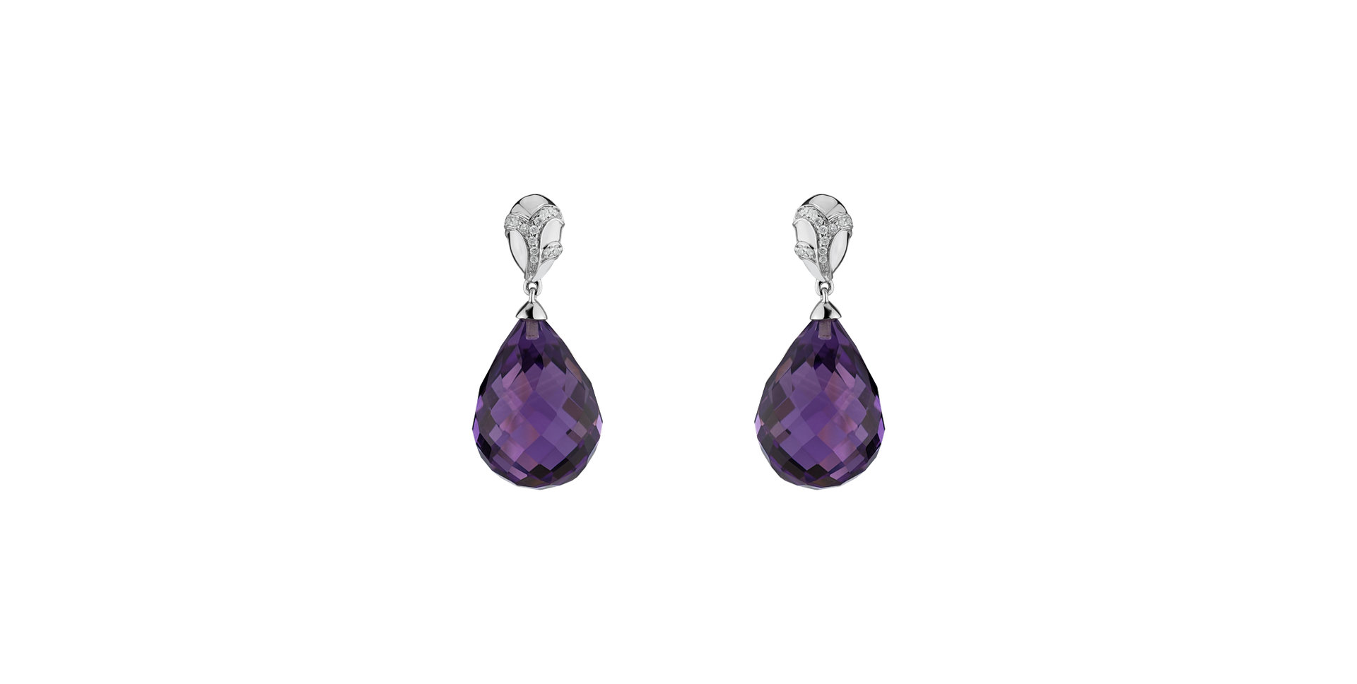 Diamond earrings with Amethyst Hanlerore