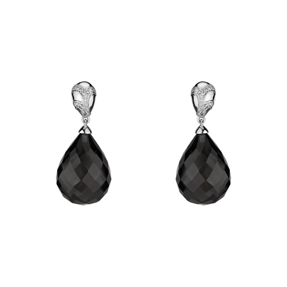 Diamond earrings with Quartz Hanlerore