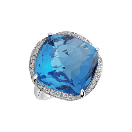 Diamond ring with Topaz The Night Abyss