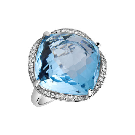 Diamond ring with Topaz The Night Abyss