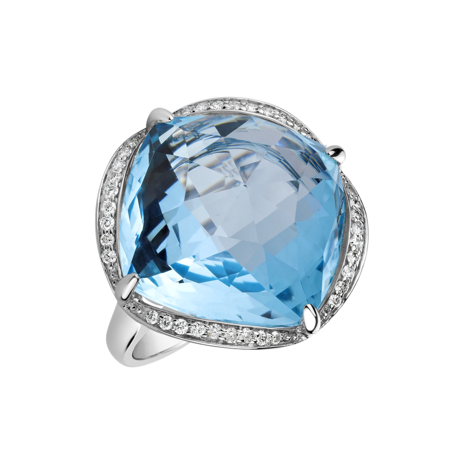 Diamond ring with Topaz The Night Abyss