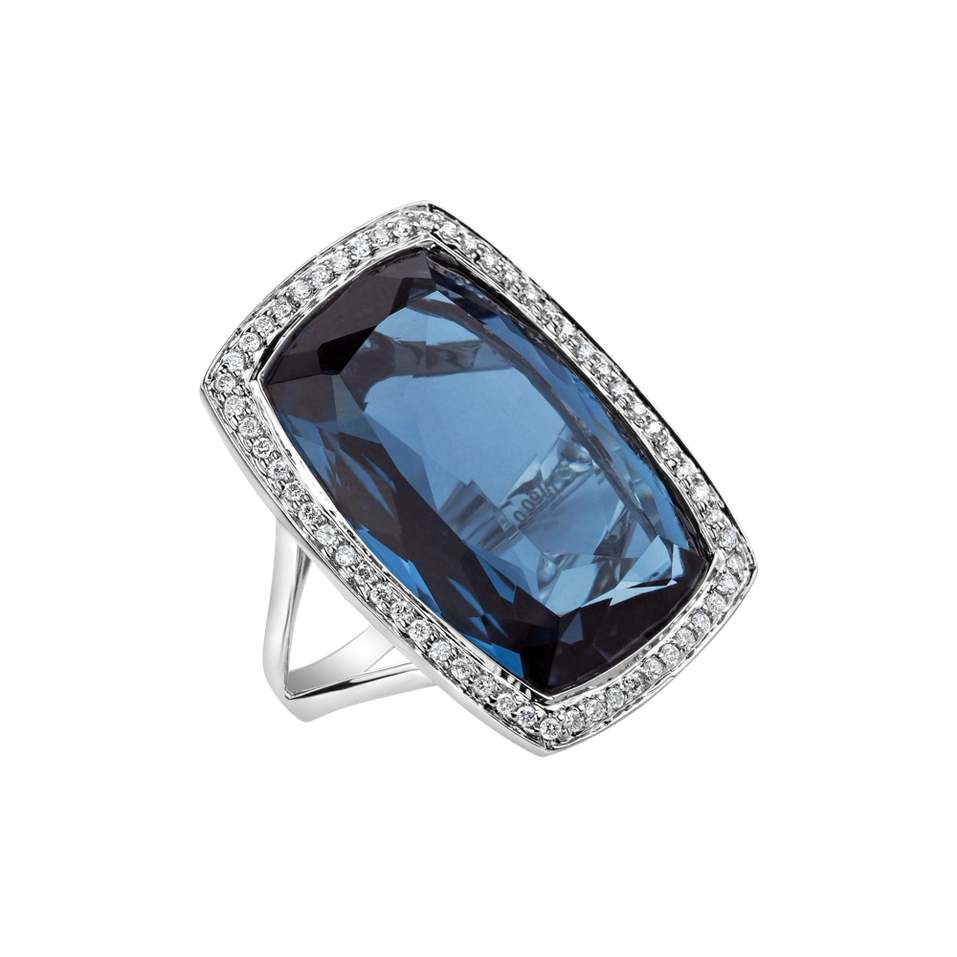 Diamond ring with Topaz Galaxy Treasure