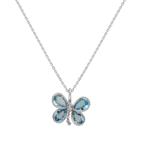 Diamond pendant with Topaz Timeless Papillon