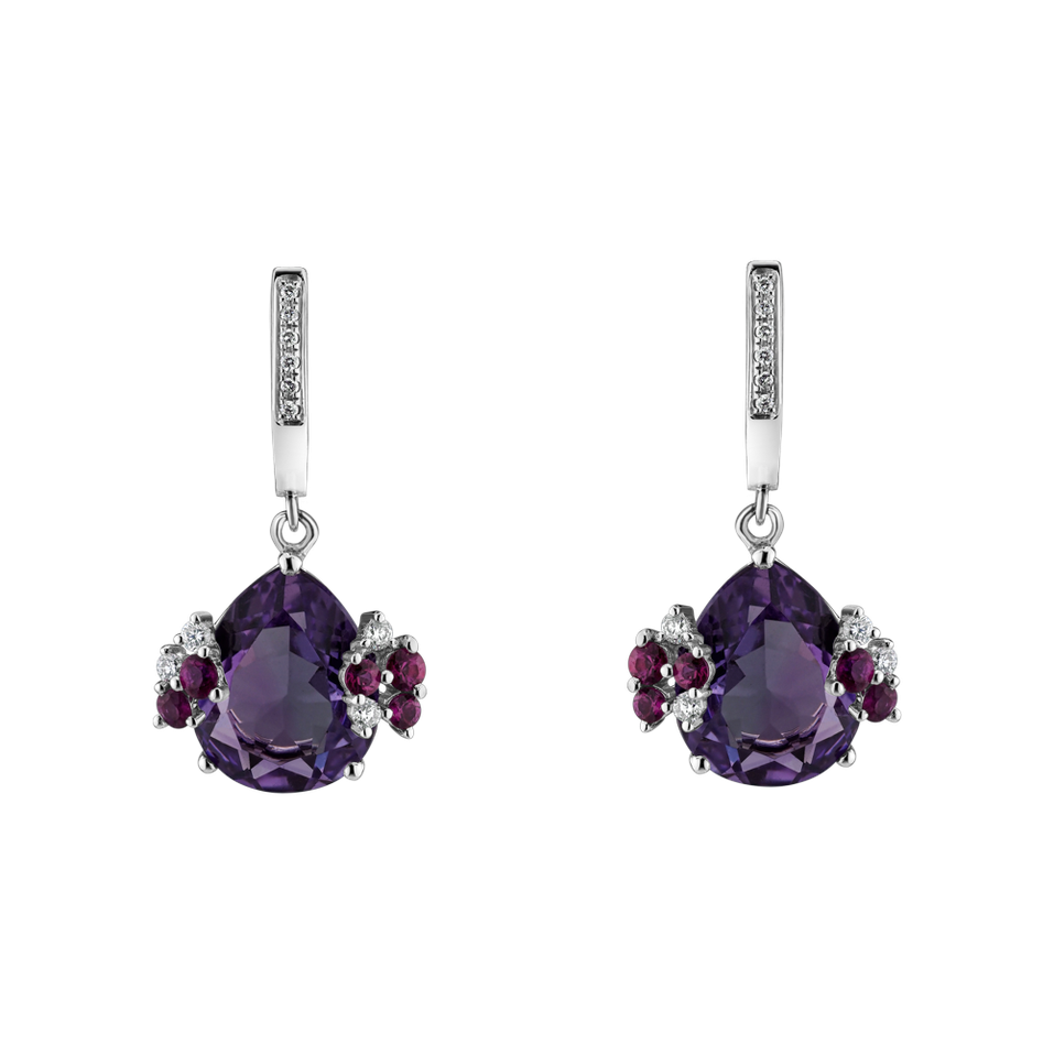 Diamond earrings with Amethyst and Sapphire Reasonable Change