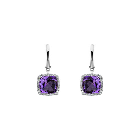 Diamond earrings with Amethyst Severed Fate