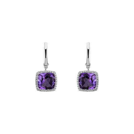 Diamond earrings with Amethyst Severed Fate