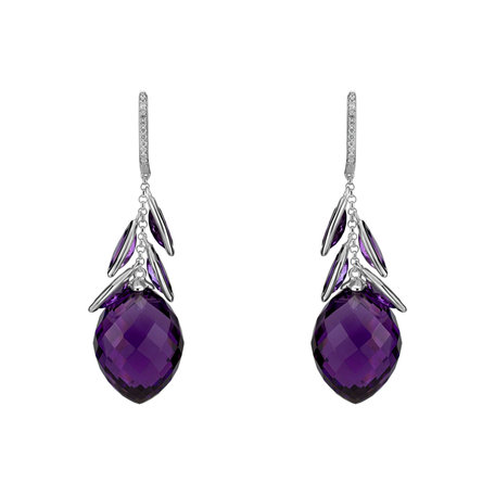 Diamond earrings with Amethyst Persephone