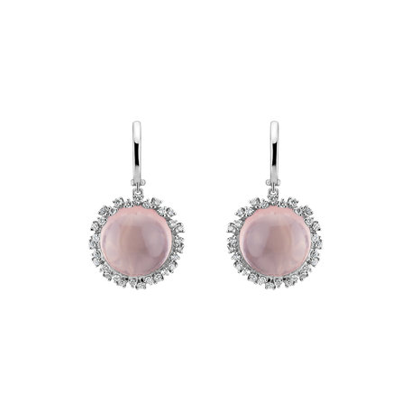 Diamond earrings with Rose Quartz Sally