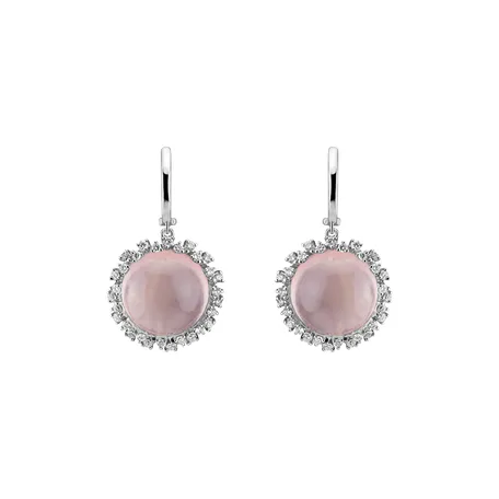 Diamond earrings with Rose Quartz Sally