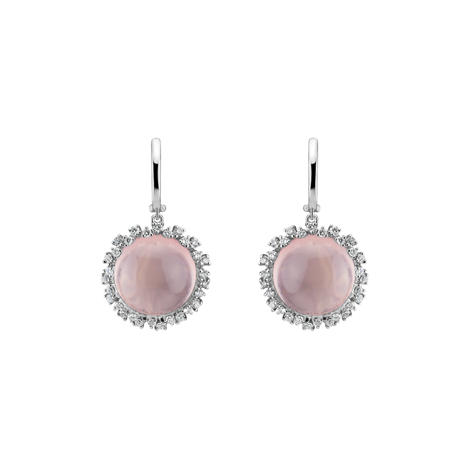 Diamond earrings with Rose Quartz Sally