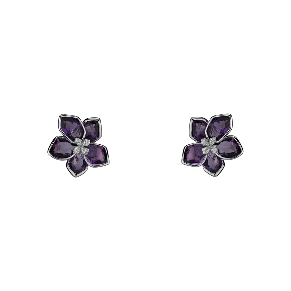 Diamond earrings with Amethyst Siriena