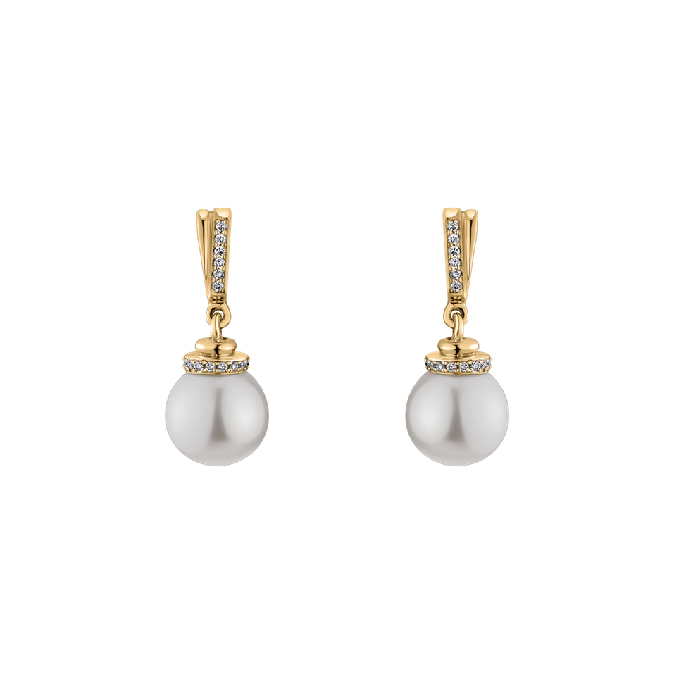 Diamond earrings with Pearl Sea Twins