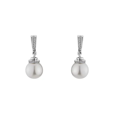 Diamond earrings with Pearl Sea Twins