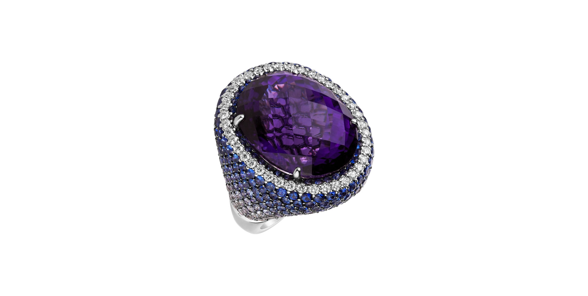 Diamond ring with Amethyst and Sapphire Violetta
