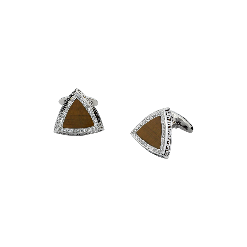 Diamond cufflinks with Tiger Eye Tiger Eyes