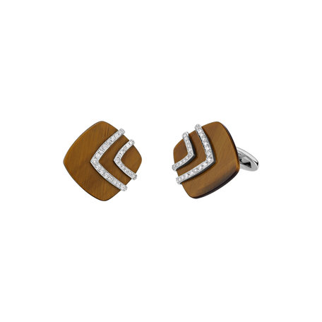 Diamond cufflinks with Tiger Eye Exquisite Links