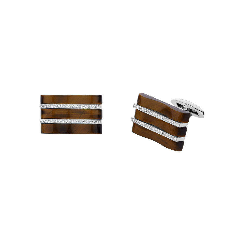 Diamond cufflinks with Tiger Eye Gentleman Choice