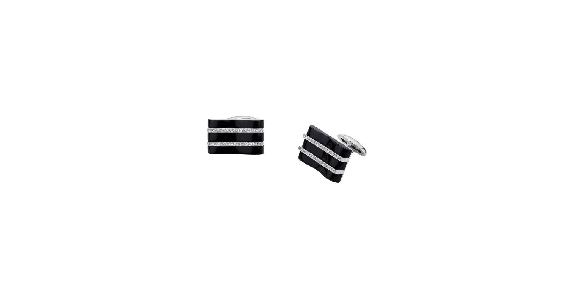Diamond cufflinks with Onyx Lignes Noires