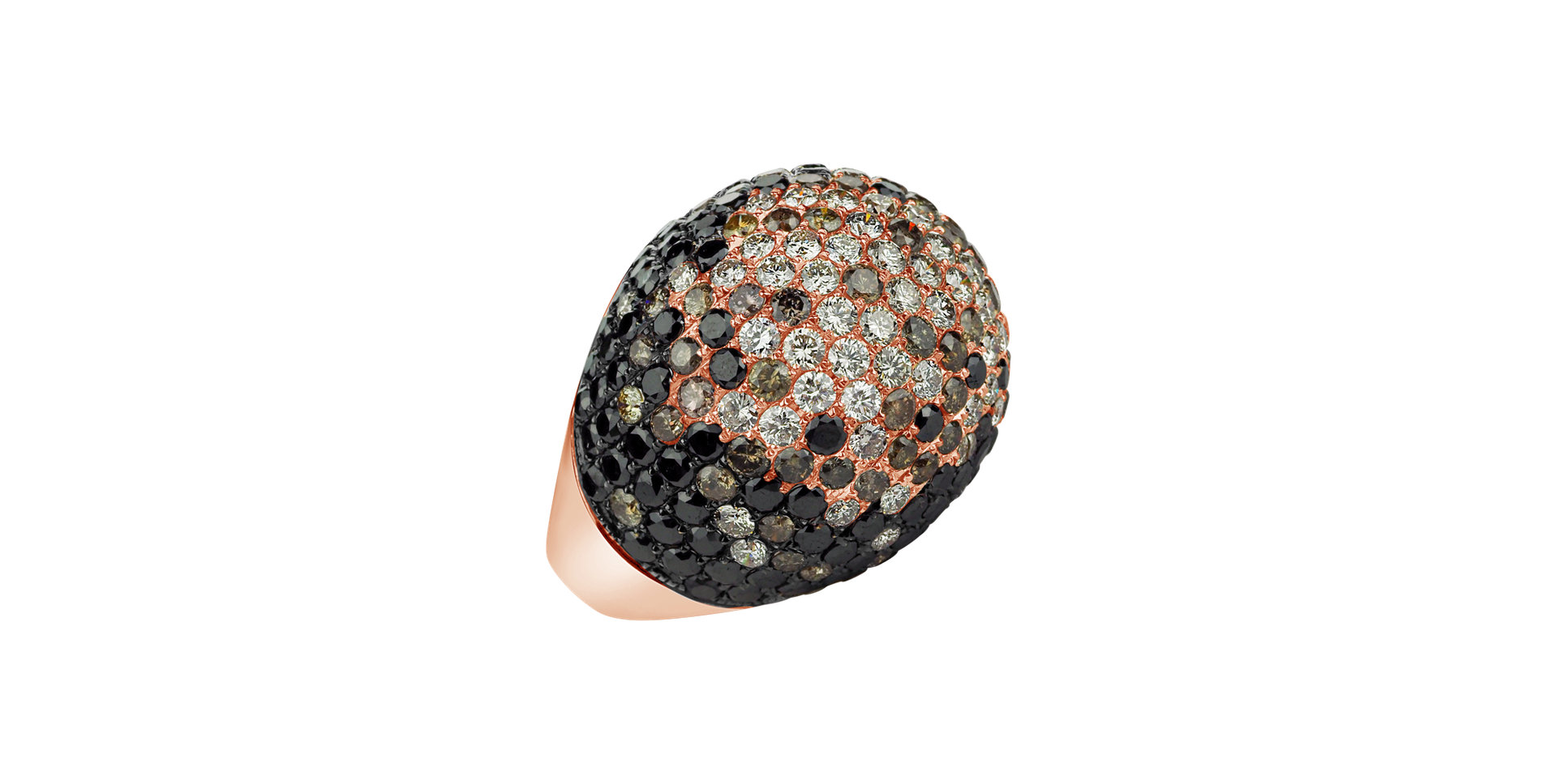 Ring with white, black and brown diamonds Midnight Glam