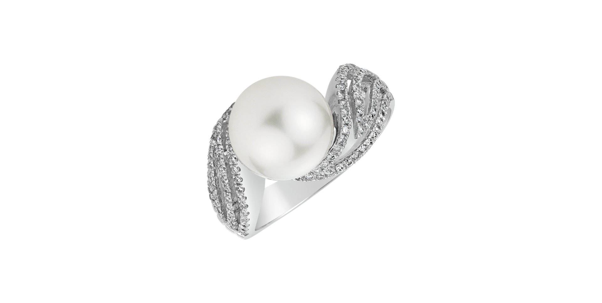 Diamond ring with Pearl Magic Ocean