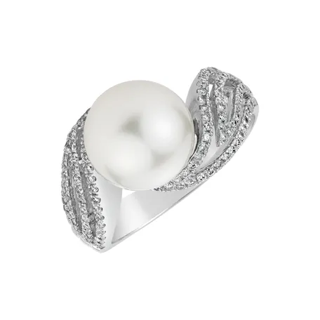 Diamond ring with Pearl Magic Ocean