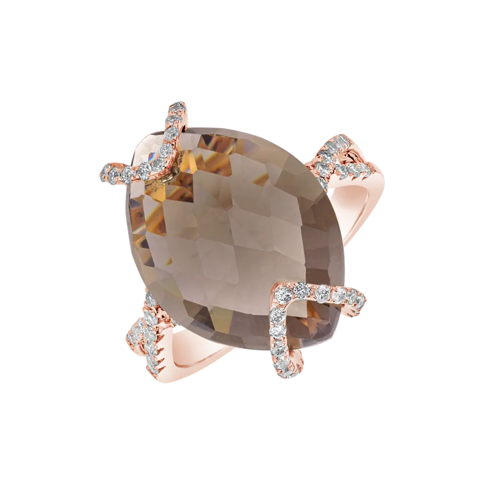 Diamond ring with Quartz Vener