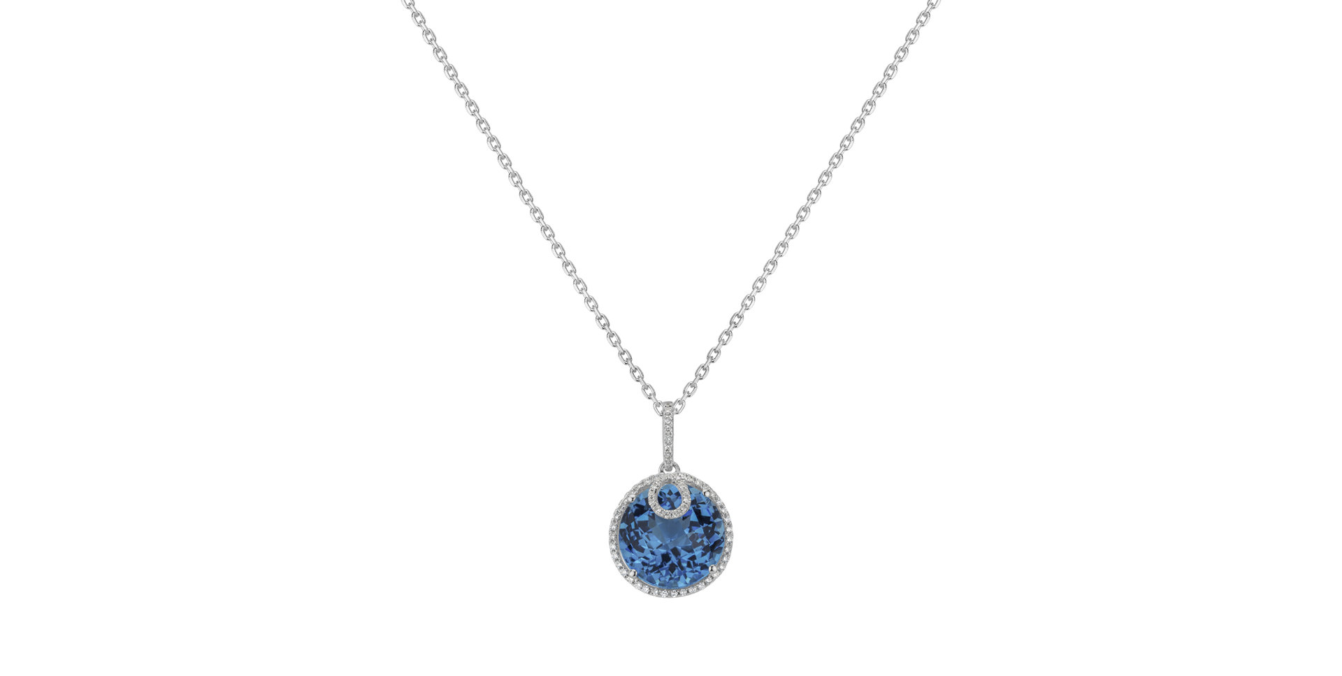 Diamond pendant with Topaz Romantic Moon