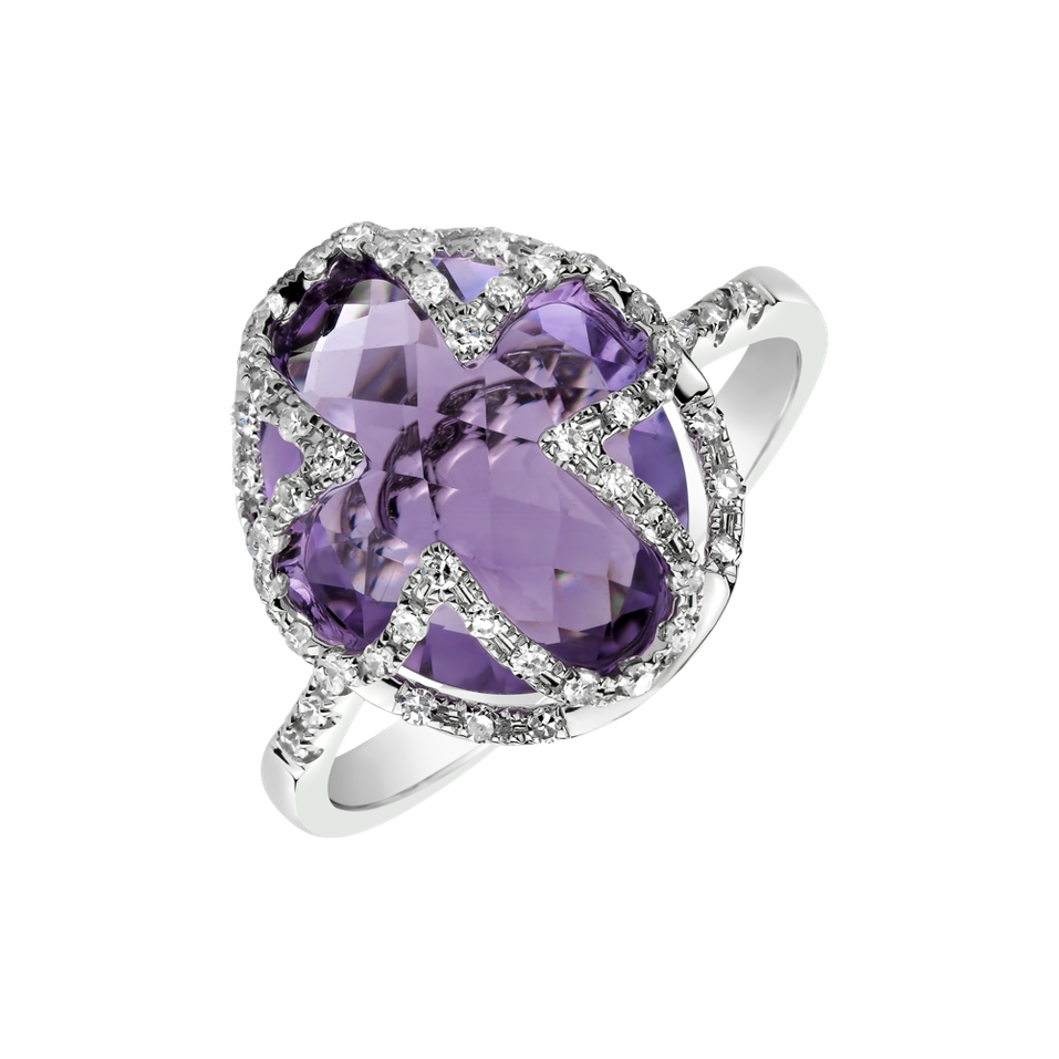 Diamond rings with Amethyst Ayla