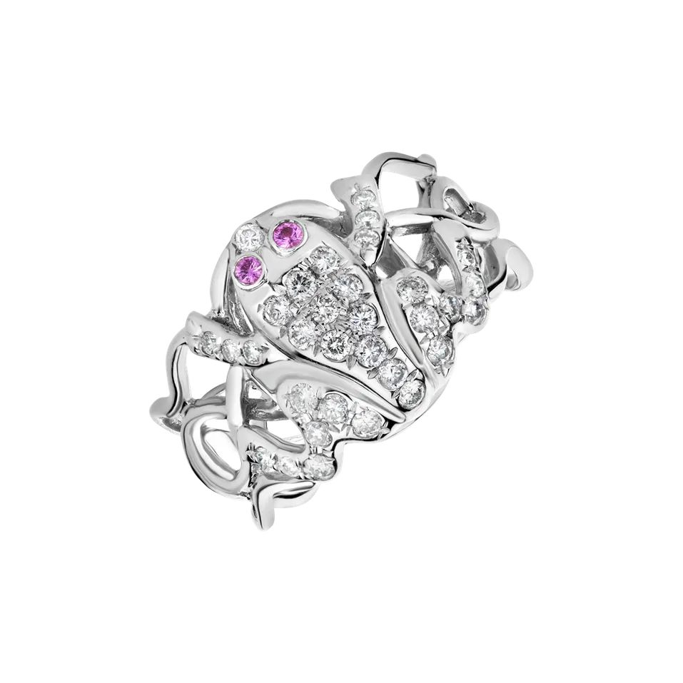 Diamond ring with Sapphire Frog Poetry