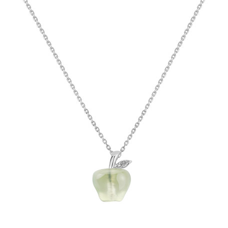 Diamond pendant with Prehnite Happy Apple