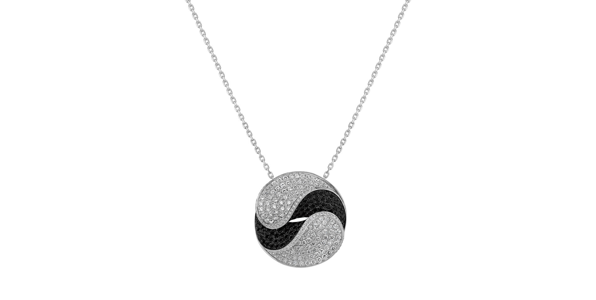 Pendant with black and white diamonds Orient Labyrinth