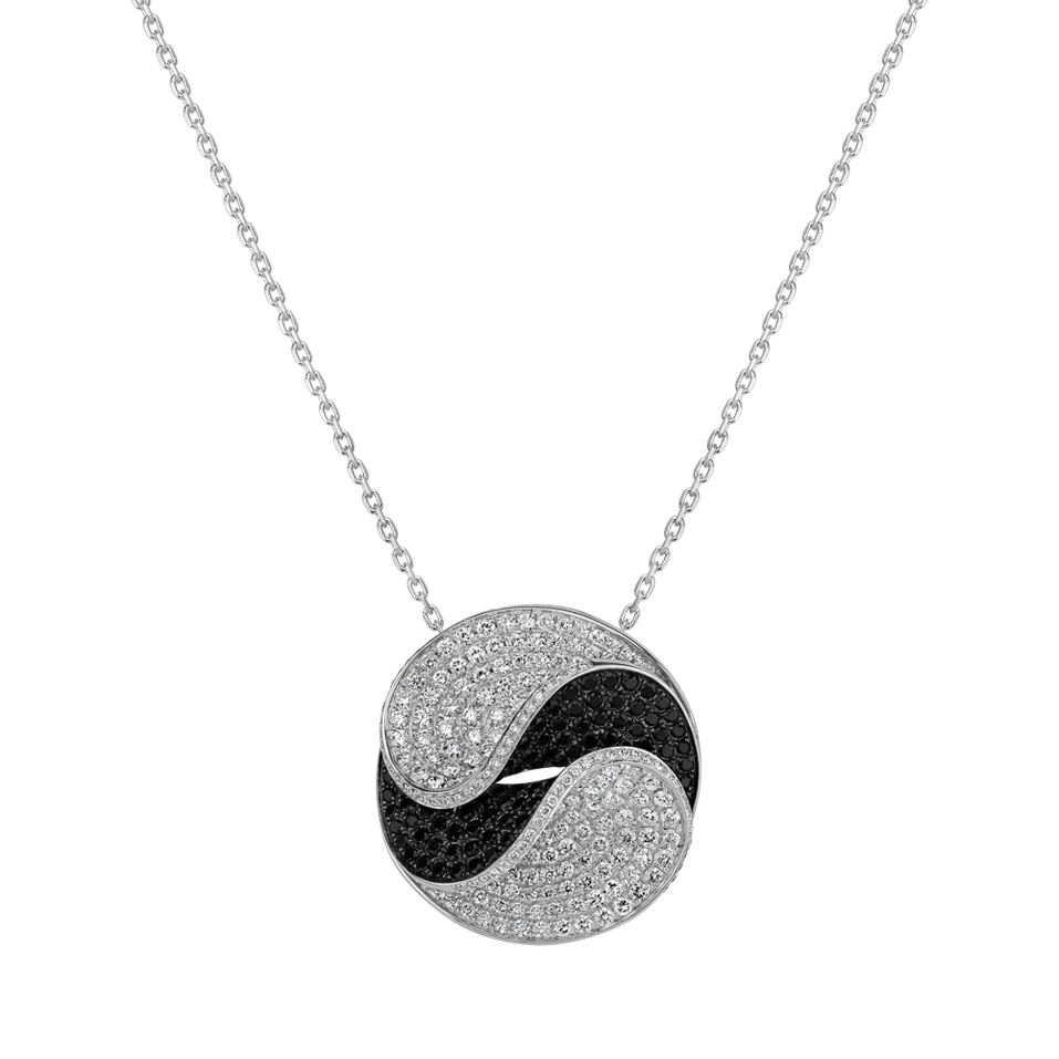 Pendant with black and white diamonds Orient Labyrinth