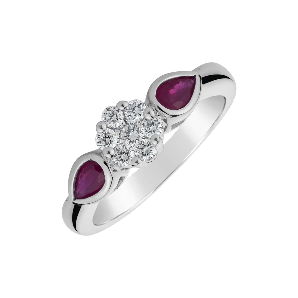 Diamond ring with Ruby Heaven Princess