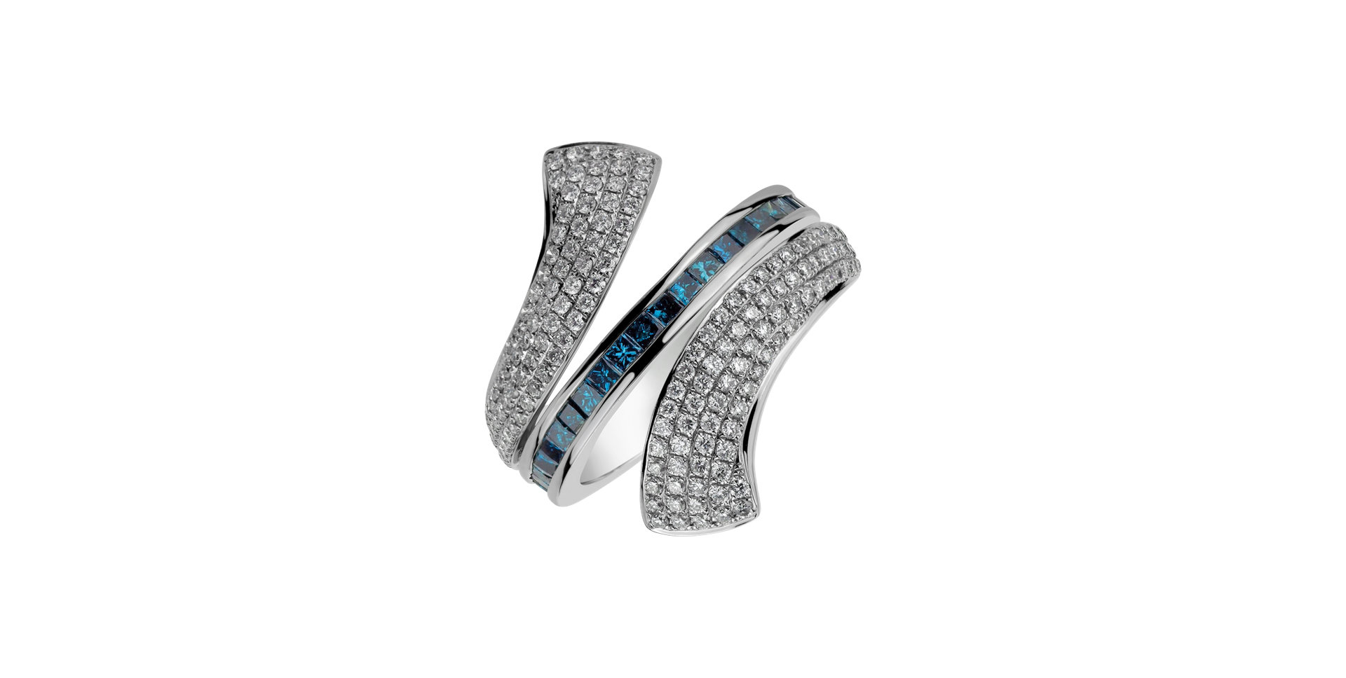 Ring with blue diamonds and white diamonds Spirit Diamond