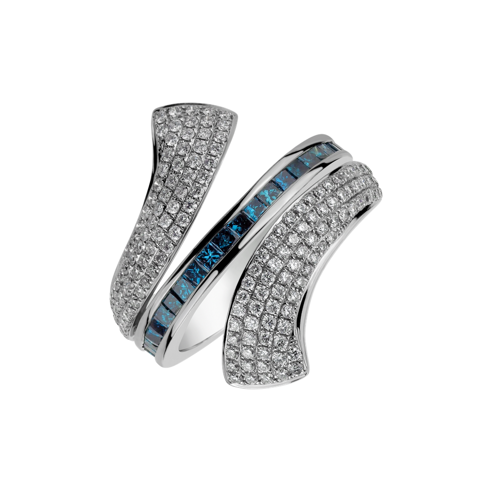 Ring with blue diamonds and white diamonds Spirit Diamond