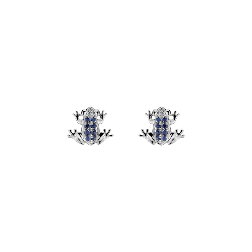 Diamond earrings, Sapphire and Ruby Happy Frog