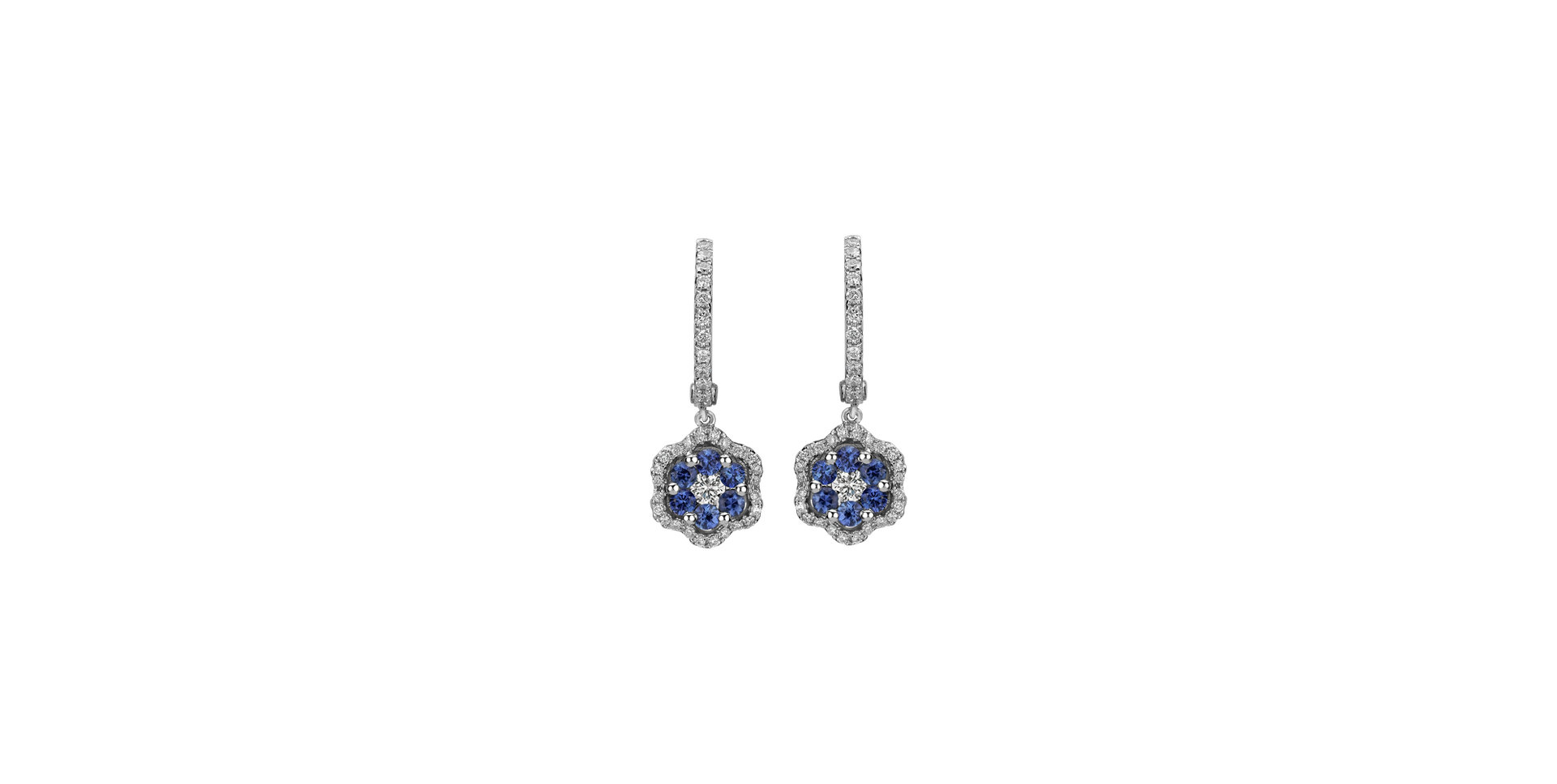 Diamond earrings and Sapphire Blooming Jewellery