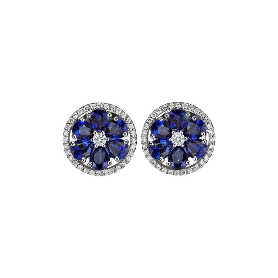 Diamond earrings and Sapphire Sapphire Flowers