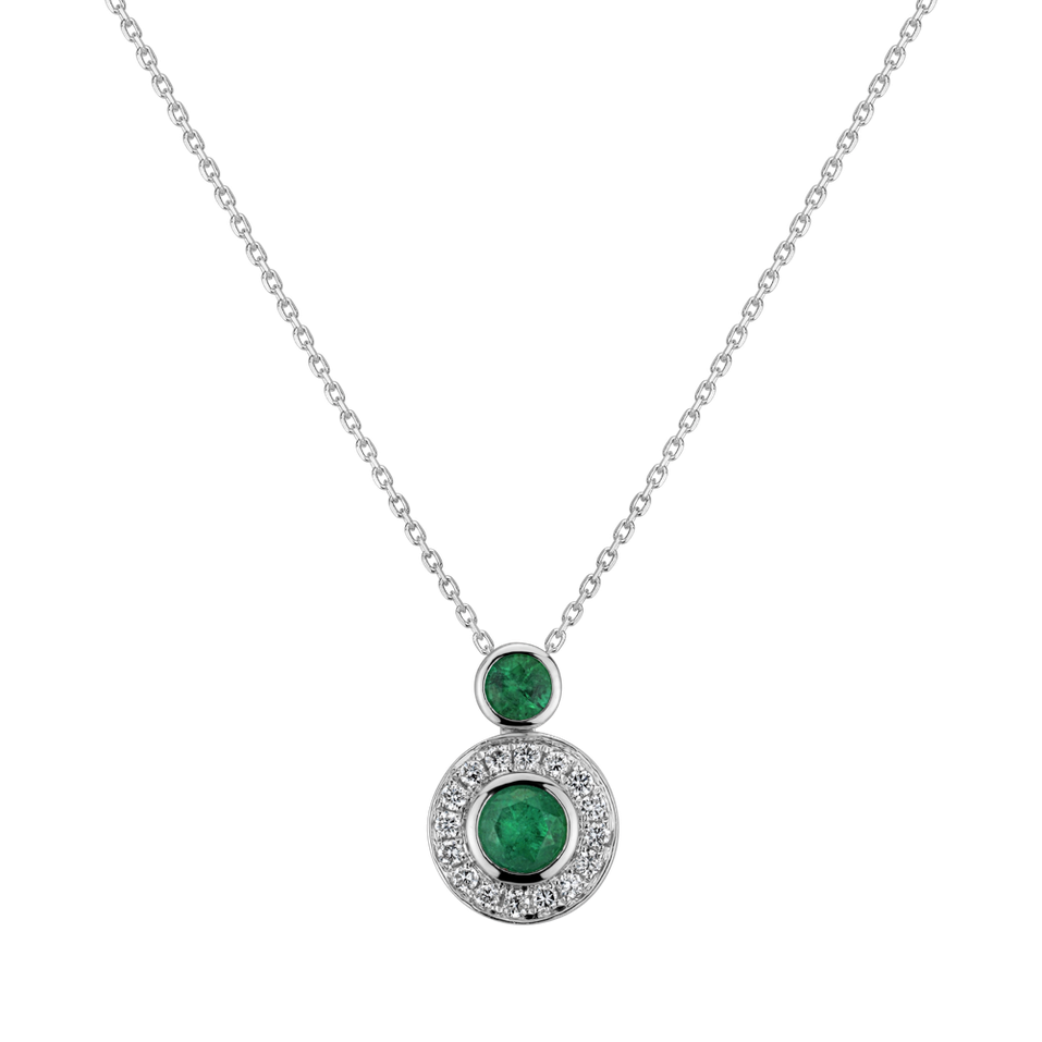 Diamond pendant with Emerald Emerald Happiness