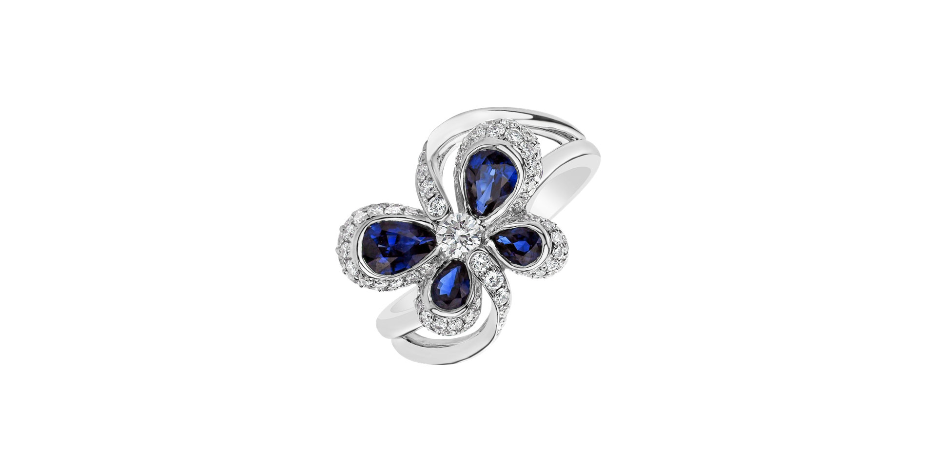 Diamond ring with Sapphire Butterfly Flight